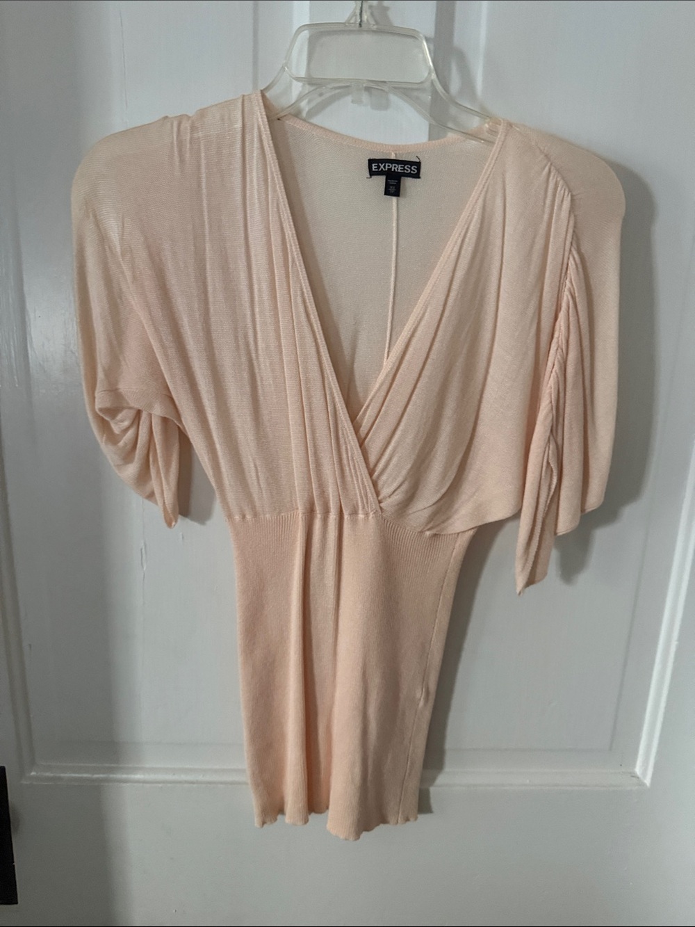 Express Women’s Blush Peach Surplice Knit Tunic